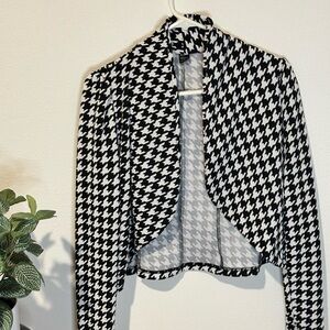 SHEIN Monochrome Houndstooth Open Jacket